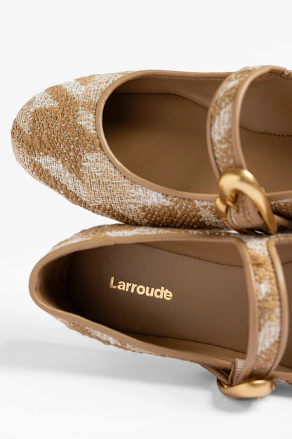 Verona Ballet Flat Latte Printed Fabric - Larroude