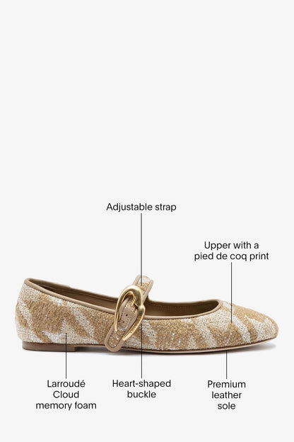 Verona Ballet Flat Latte Printed Fabric - Larroude