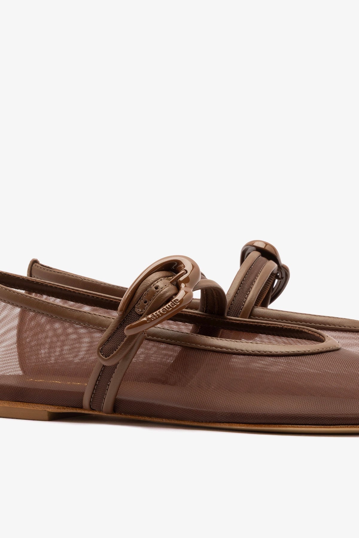 Verona Mesh Ballet Flat Burnt Umber Leather - Larroude