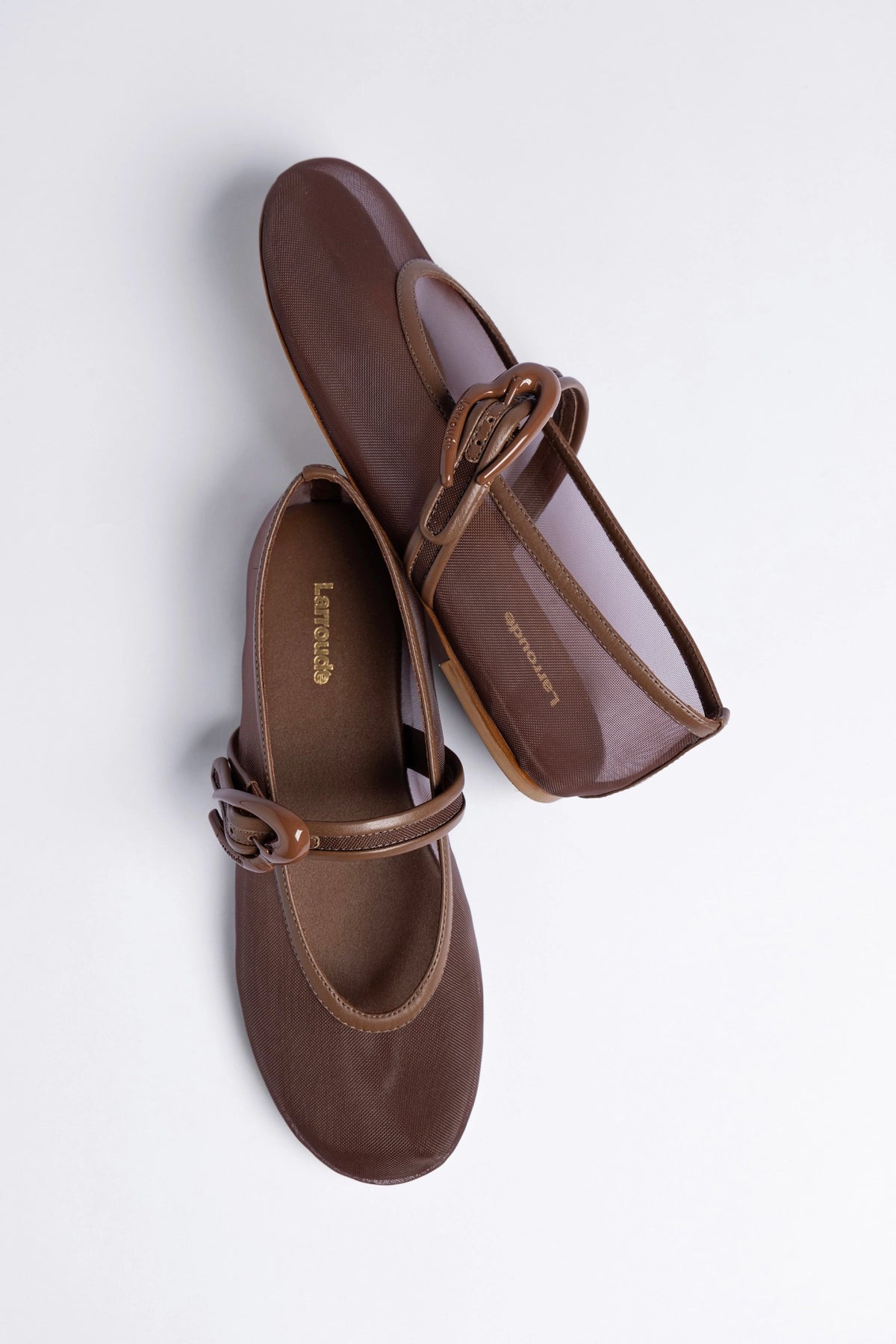 Verona Mesh Ballet Flat Burnt Umber Leather - Larroude