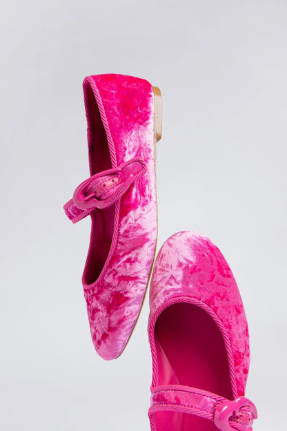 Verona Ballet Flat Pink Velvet - Larroude