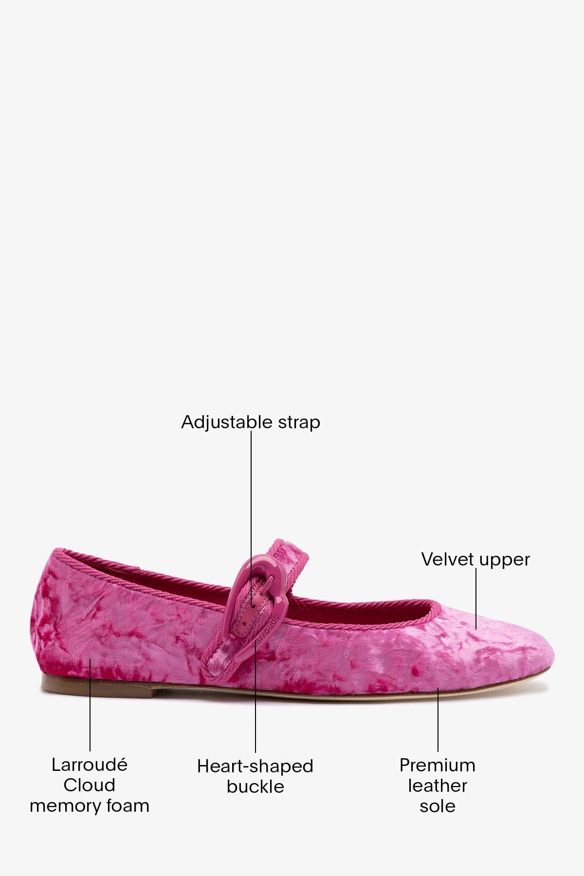 Verona Ballet Flat Pink Velvet - Larroude