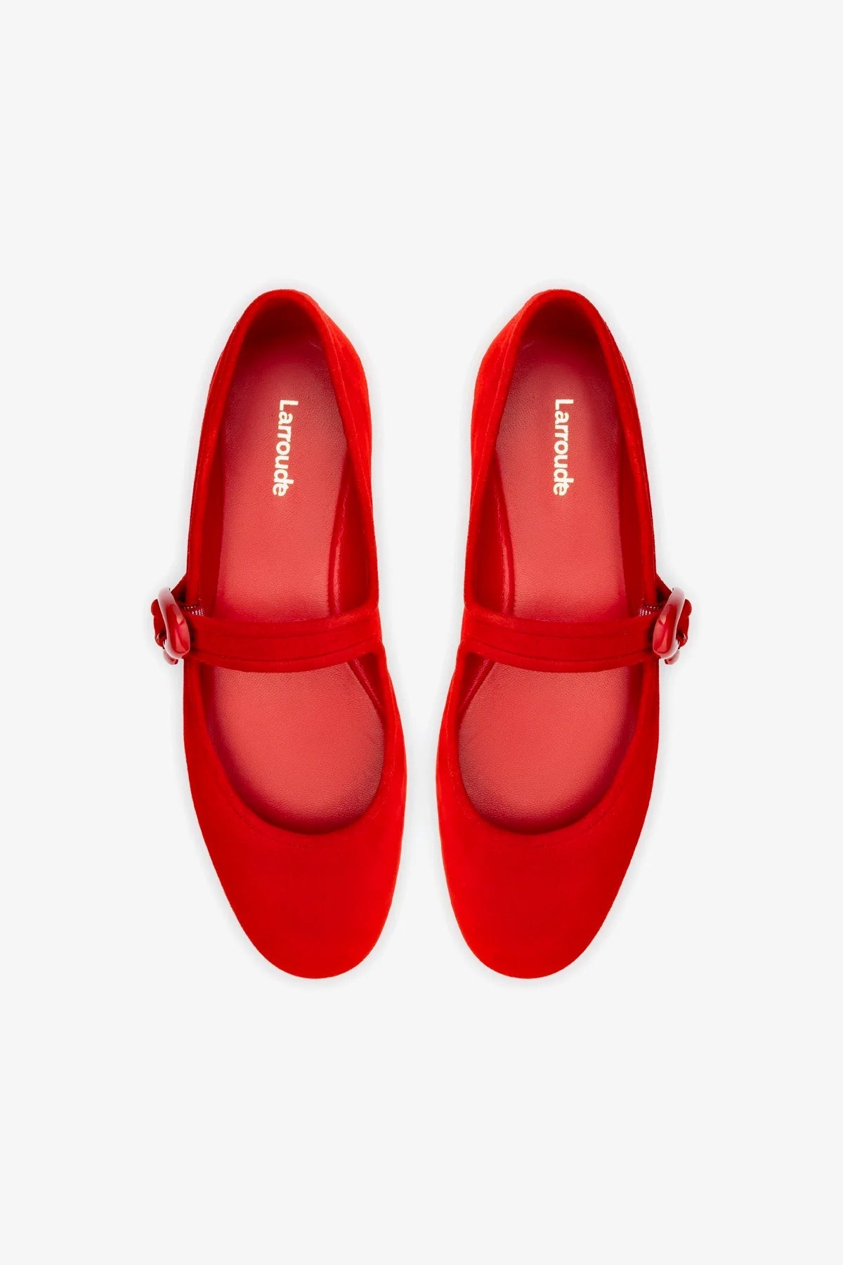Verona Ballet Flat In Scarlet Suede - Larroude