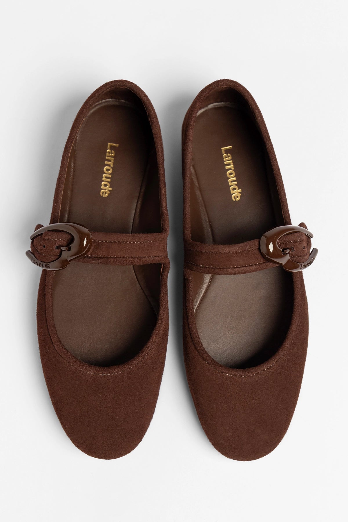 Verona Ballet Flat In Brown Suede - Larroude