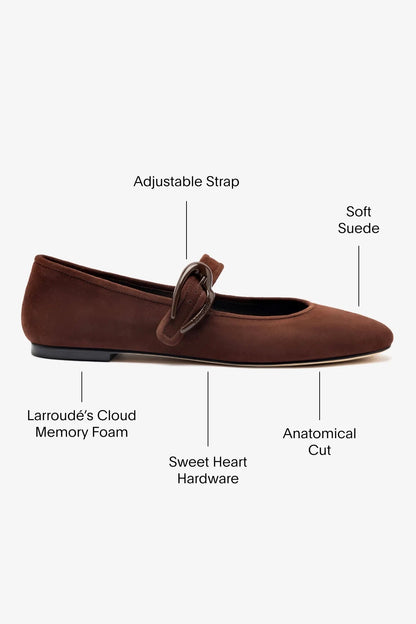 Verona Ballet Flat In Brown Suede - Larroude
