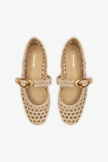 Verona Macrame In Beige Embroidered Raffia - Larroude