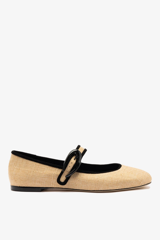 Verona Ballet Flat Beige Raffia - Larroude