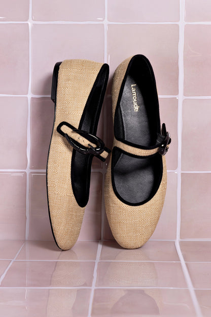 Verona Ballet Flat Beige Raffia - Larroude