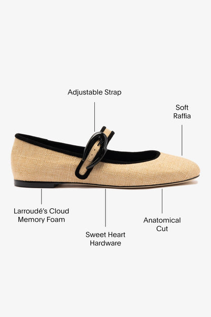 Verona Ballet Flat Beige Raffia - Larroude