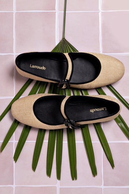 Verona Ballet Flat Beige Raffia - Larroude