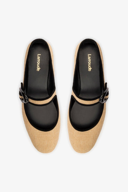 Verona Ballet Flat Beige Raffia - Larroude