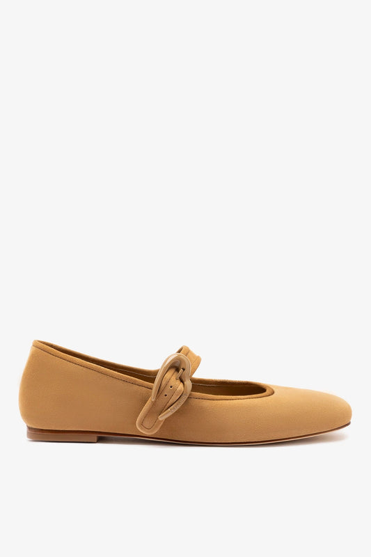 Verona Ballet Flat In Peanut Suede - Larroude