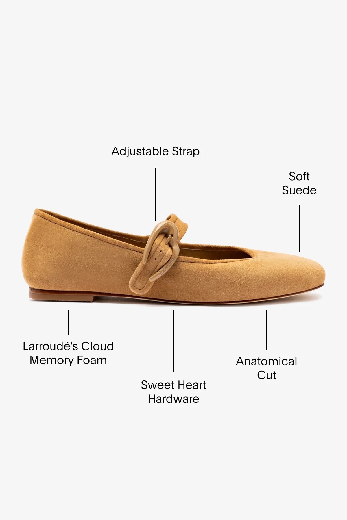 Verona Ballet Flat In Peanut Suede - Larroude