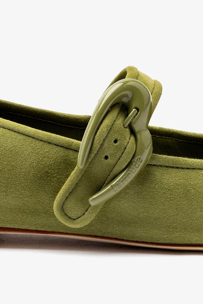 Verona Ballet Flat In Seaweed Suede - Larroude