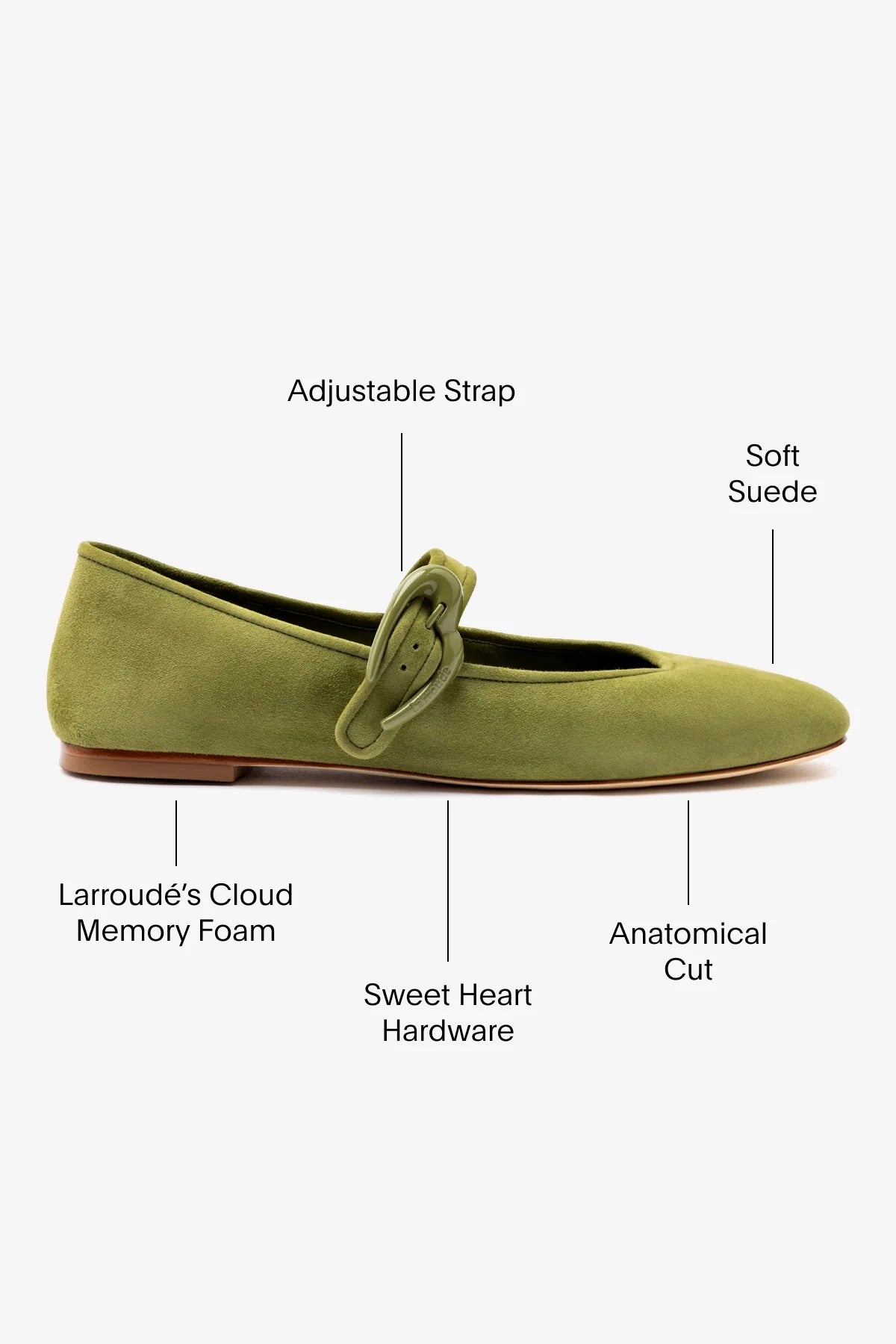 Verona Ballet Flat In Seaweed Suede - Larroude