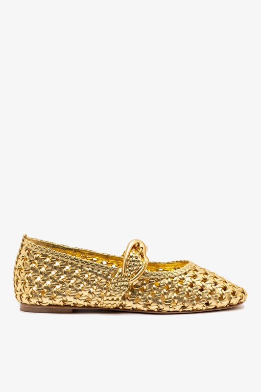 Verona New Macrame In Gold Metallic Leather - Larroude