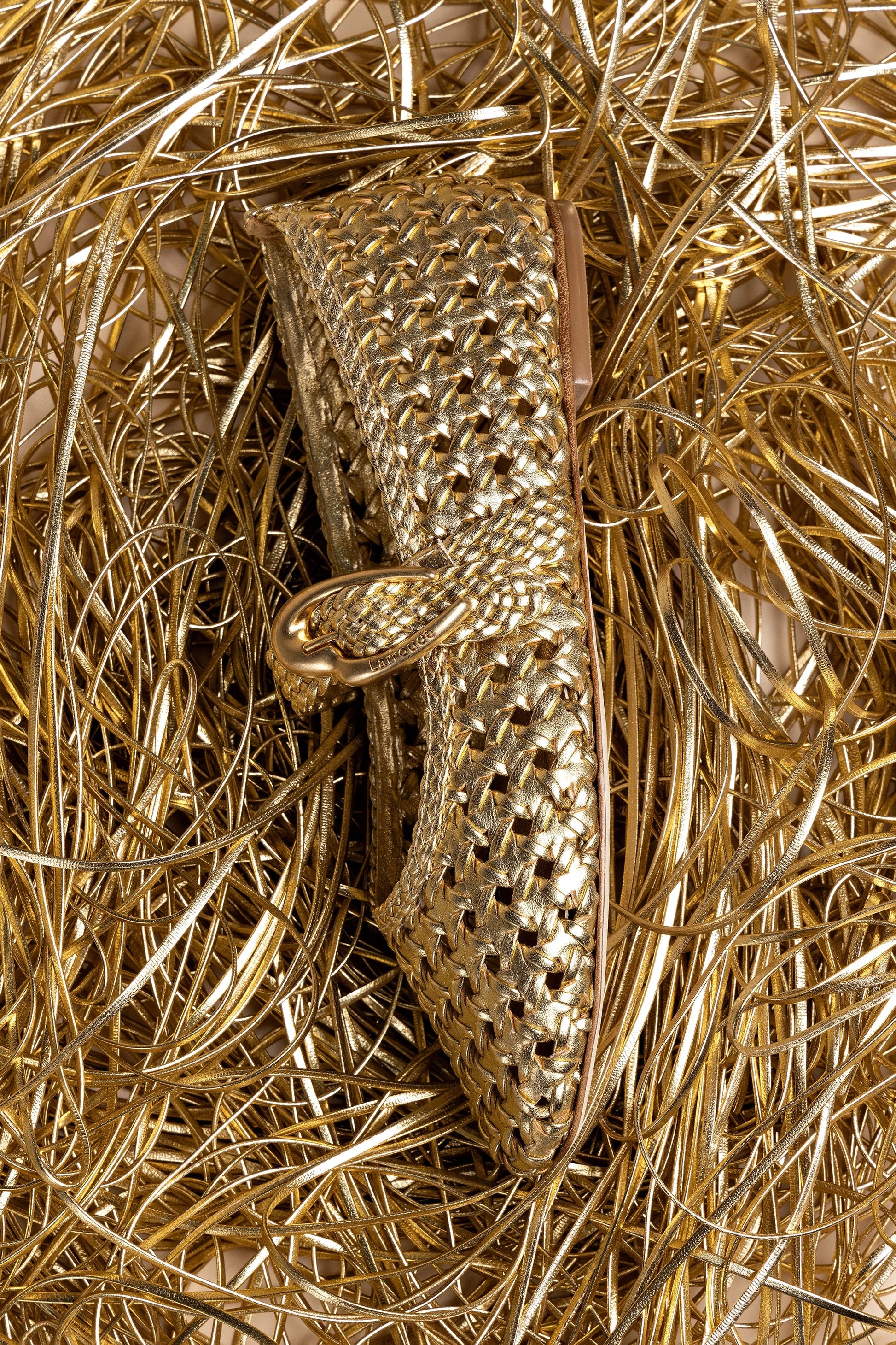 Verona New Macrame In Gold Metallic Leather - Larroude