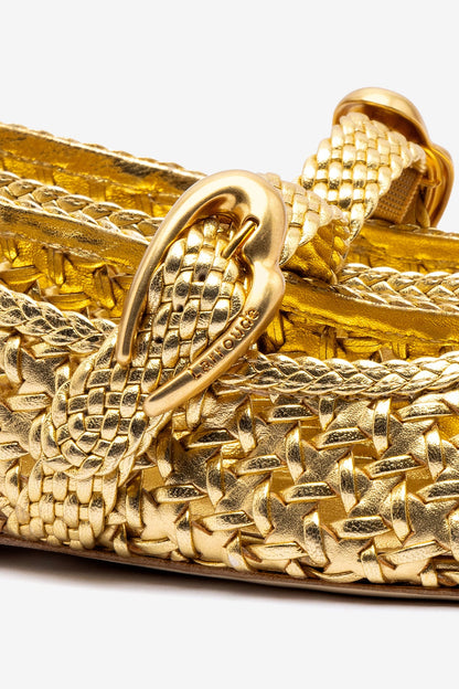 Verona New Macrame In Gold Metallic Leather - Larroude