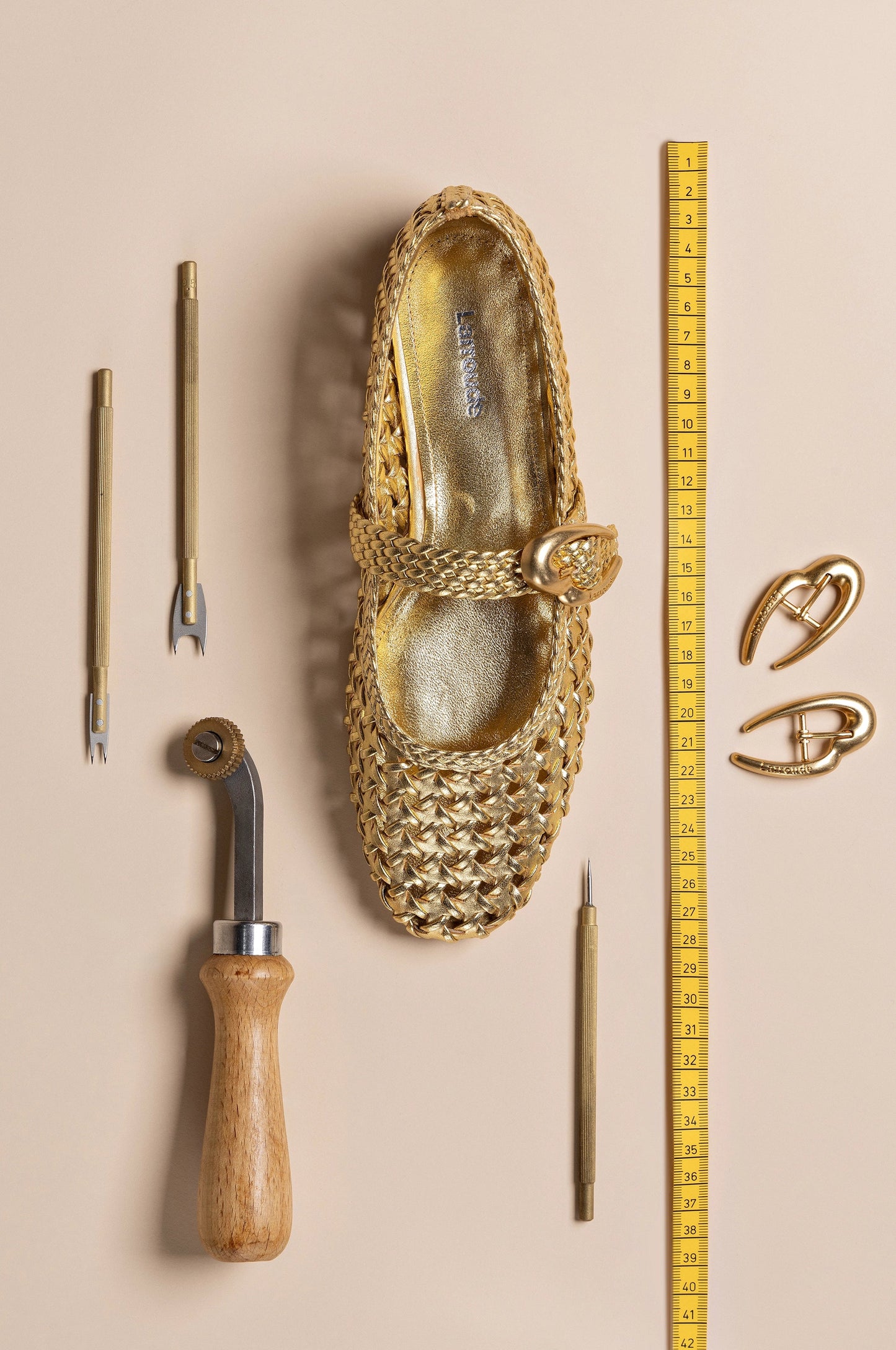 Verona New Macrame In Gold Metallic Leather - Larroude