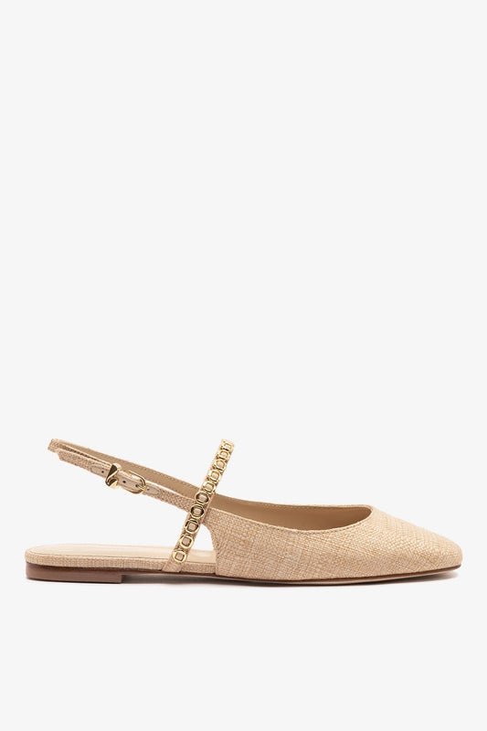 Georgina Milanina Ballet Flat In Beige Raffia - Larroude