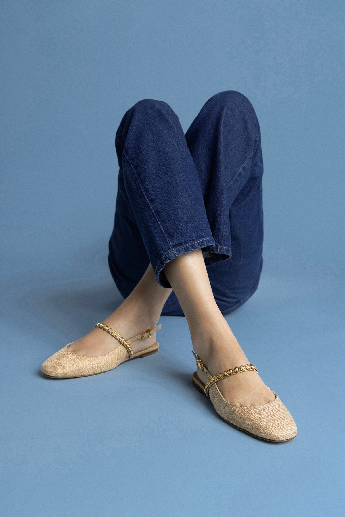 Georgina Milanina Ballet Flat In Beige Raffia - Larroude