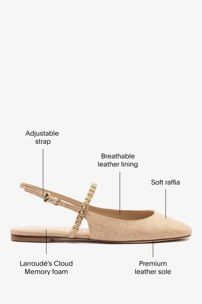 Georgina Milanina Ballet Flat In Beige Raffia - Larroude