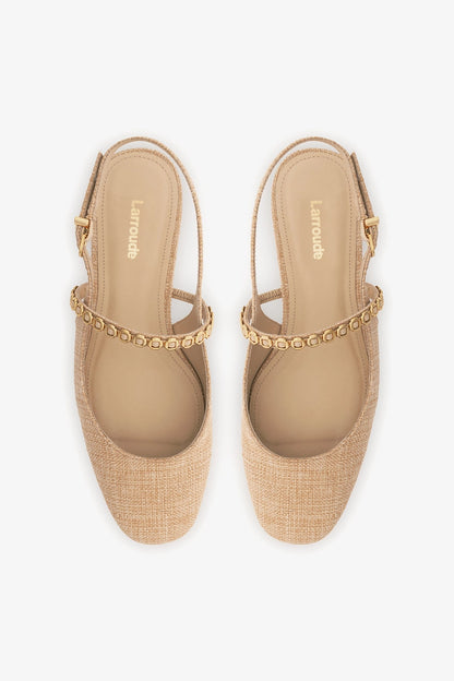Georgina Milanina Ballet Flat In Beige Raffia - Larroude
