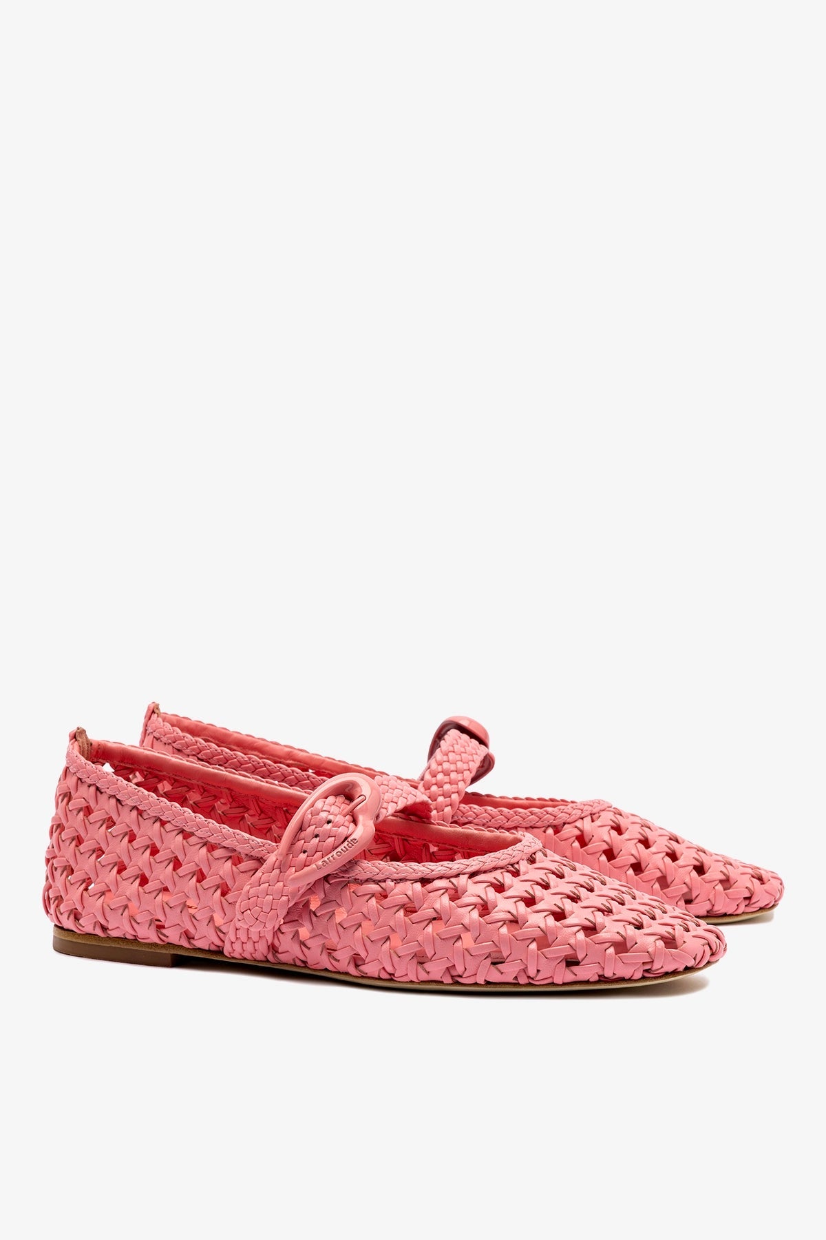 Verona Macrame Ballet Flat In Sorbet Pink Leather - Larroude