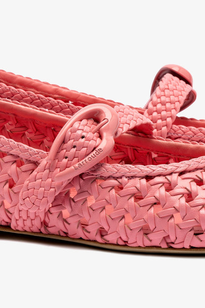 Verona Macrame Ballet Flat In Sorbet Pink Leather - Larroude