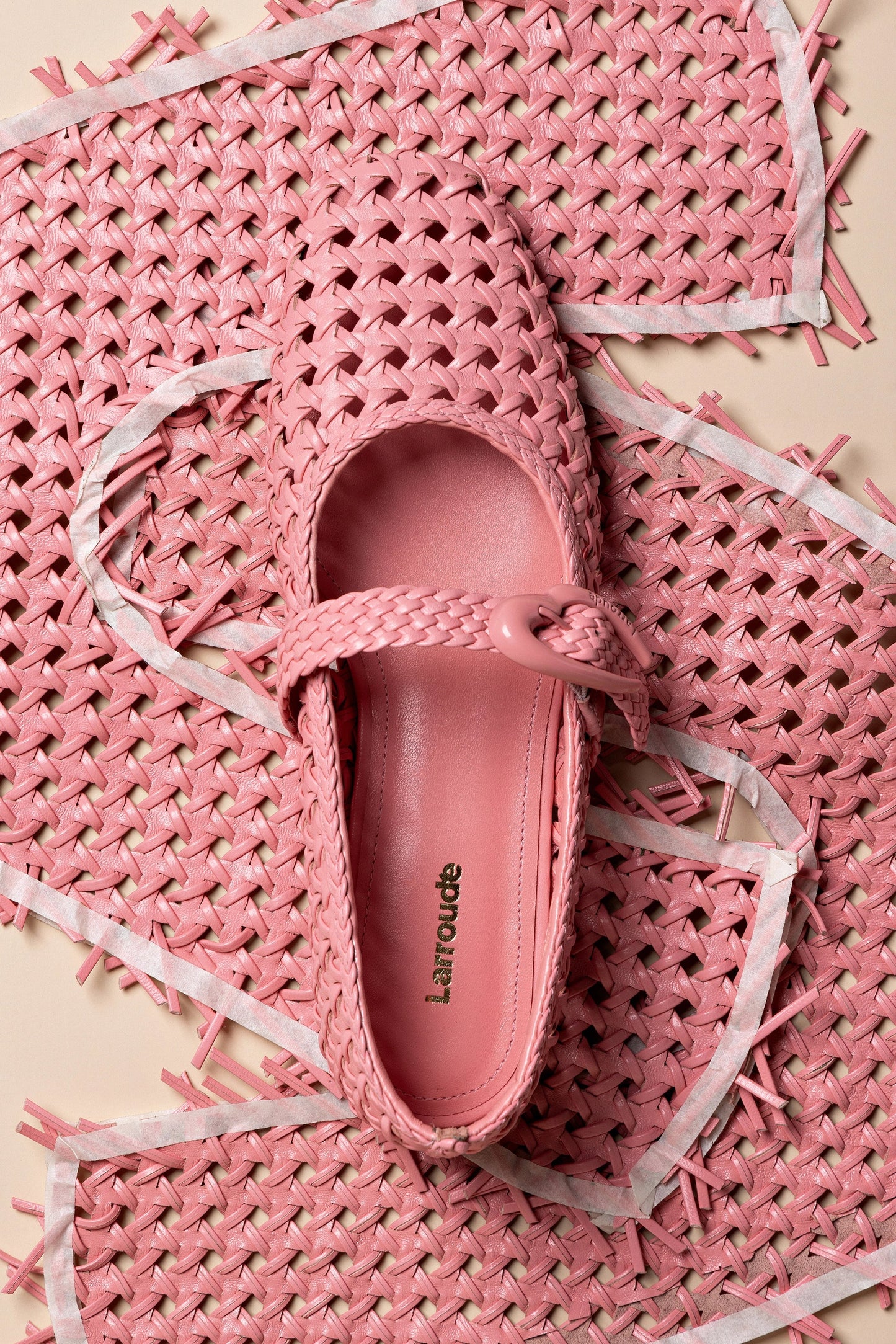 Verona Macrame Ballet Flat In Sorbet Pink Leather - Larroude