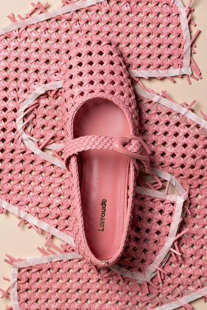Verona Macrame Ballet Flat In Sorbet Pink Leather - Larroude