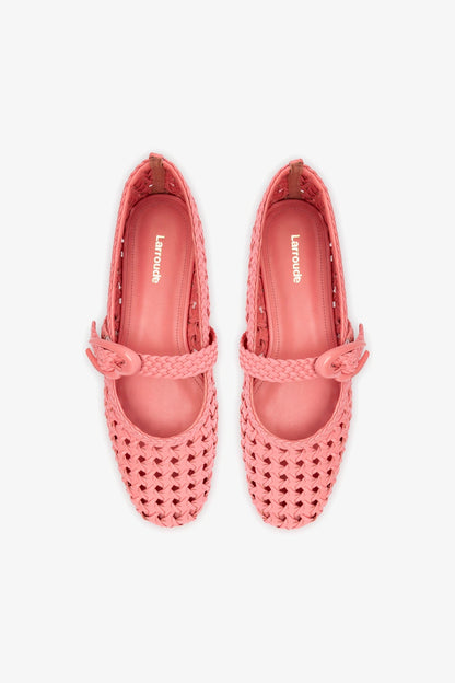 Verona Macrame Ballet Flat In Sorbet Pink Leather - Larroude