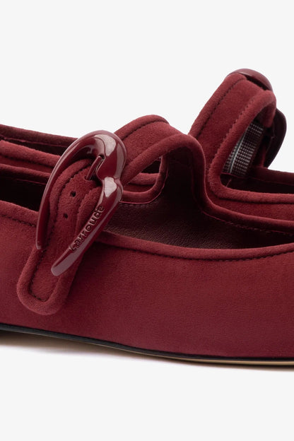 Verona Ballet Flat In Burgundy Suede - Larroude