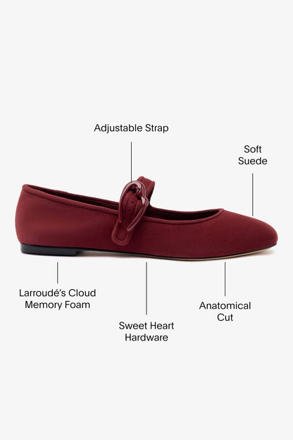 Verona Ballet Flat In Burgundy Suede - Larroude