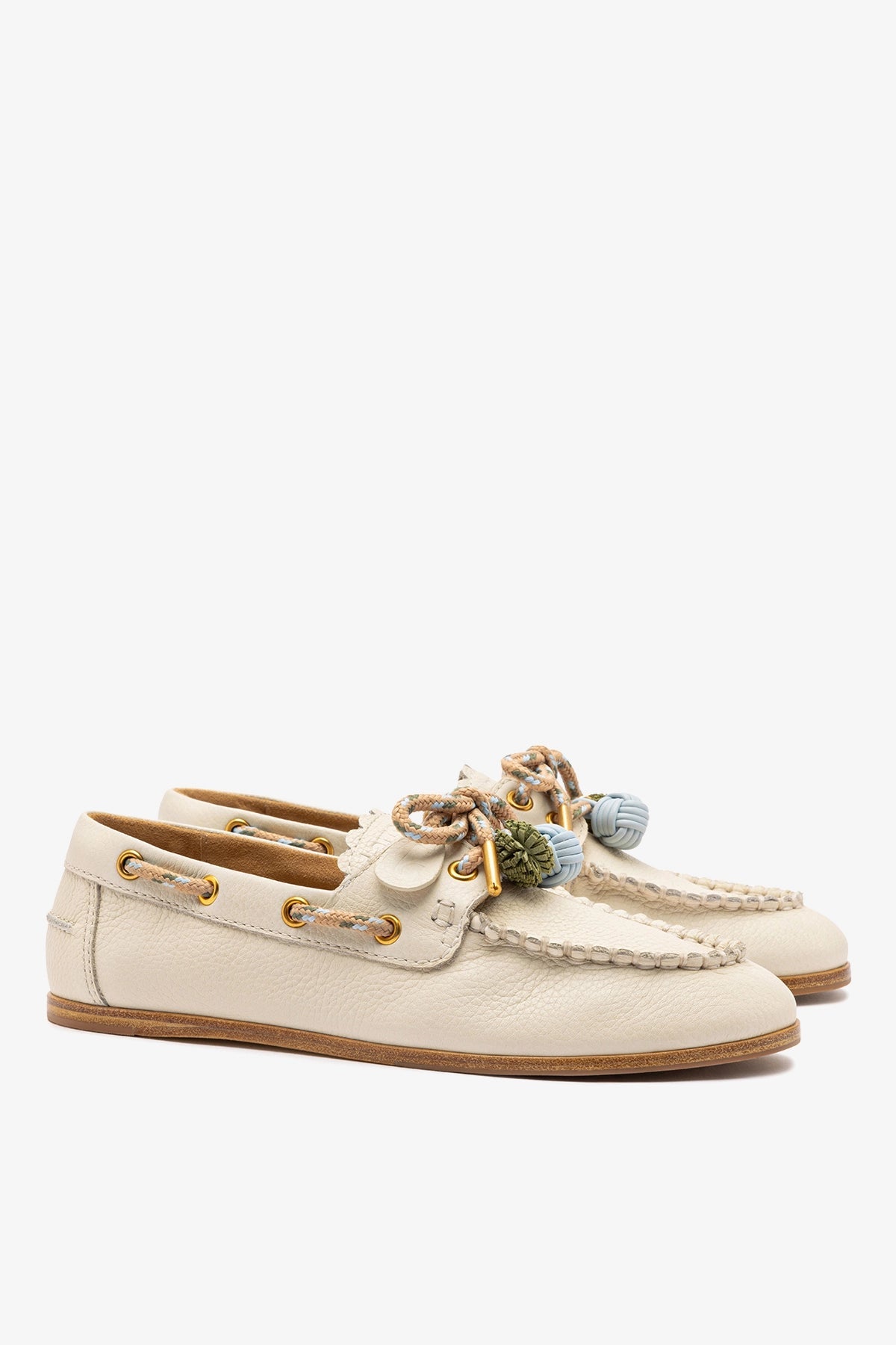 Cyprus Boat Shoe In Ivory Leather - Larroude