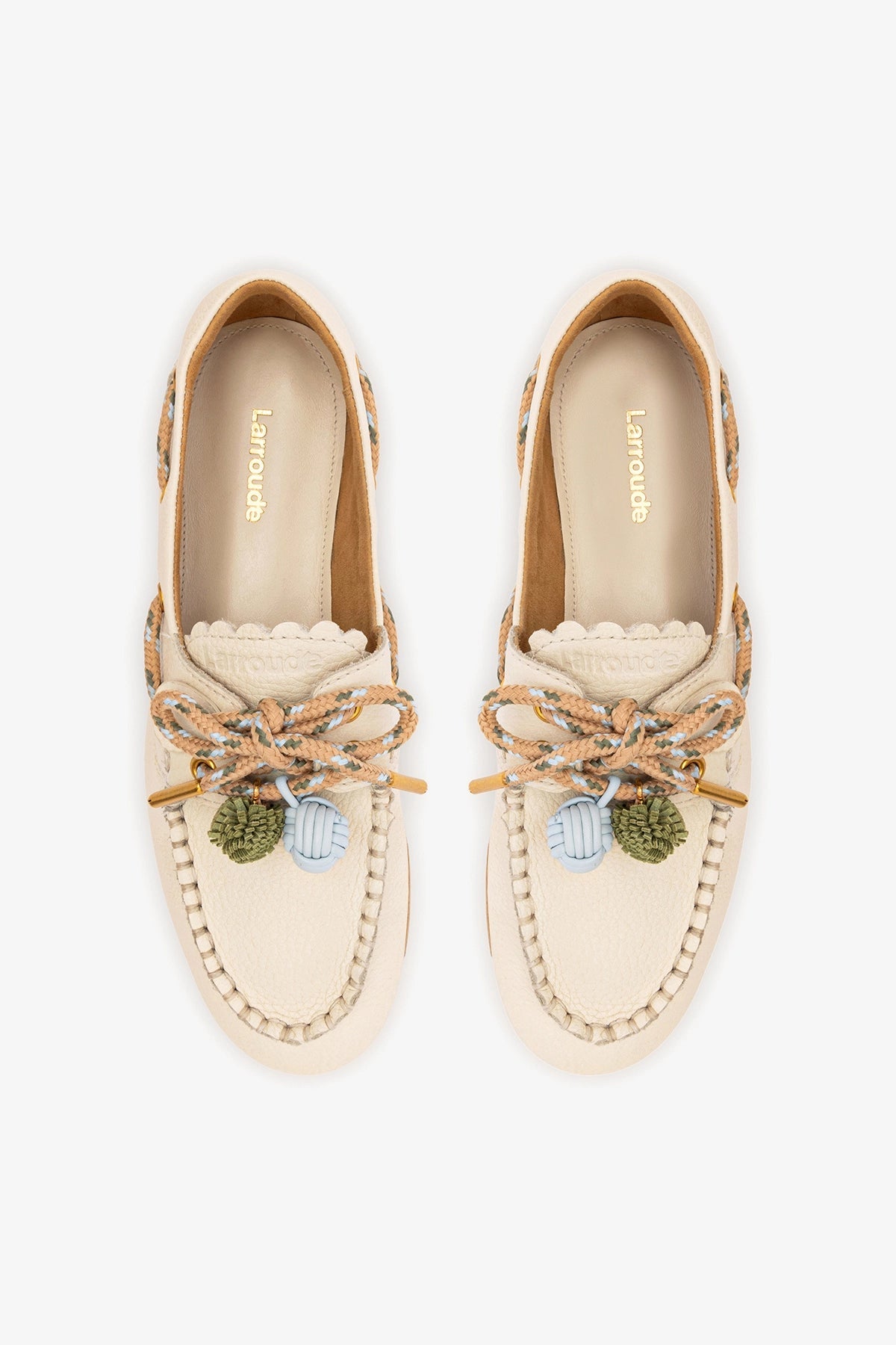 Cyprus Boat Shoe In Ivory Leather - Larroude