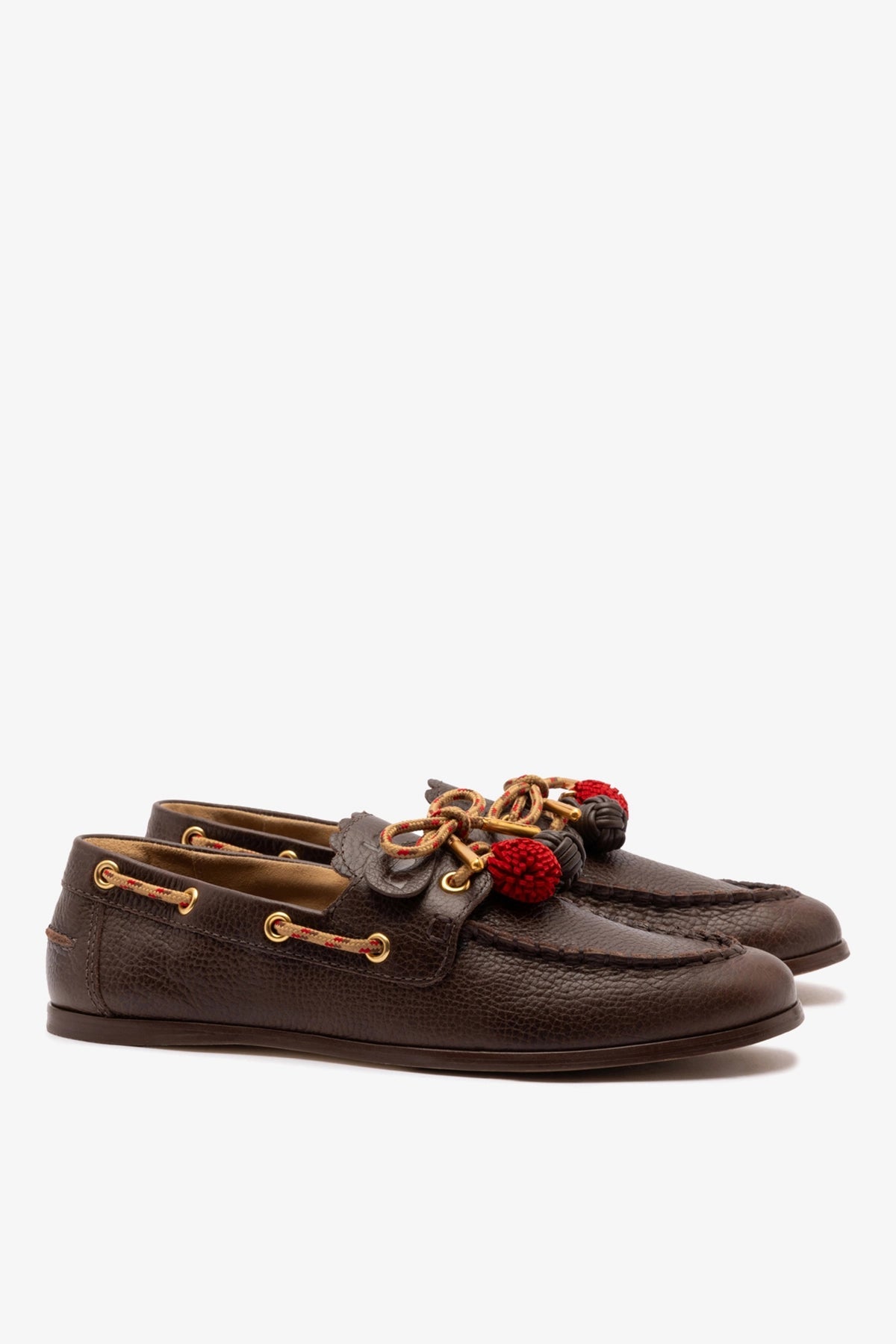 Cyprus Boat Shoe In Brown Leather - Larroude