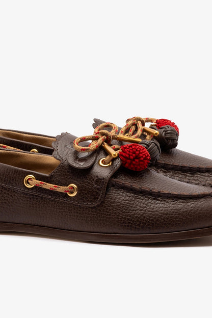 Cyprus Boat Shoe In Brown Leather - Larroude