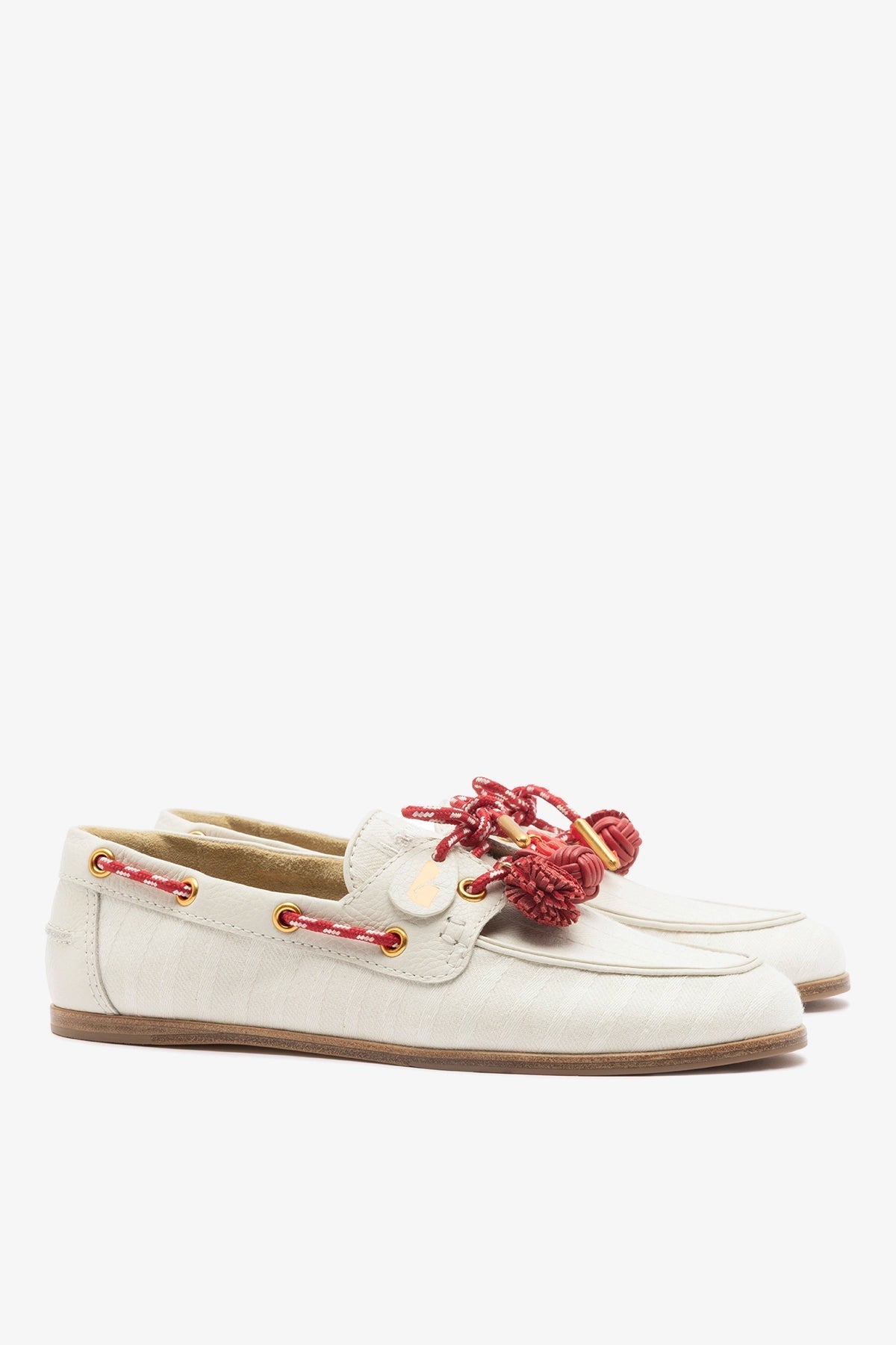 Cyprus Boat Shoe Ivory Striped Canvas - Larroude