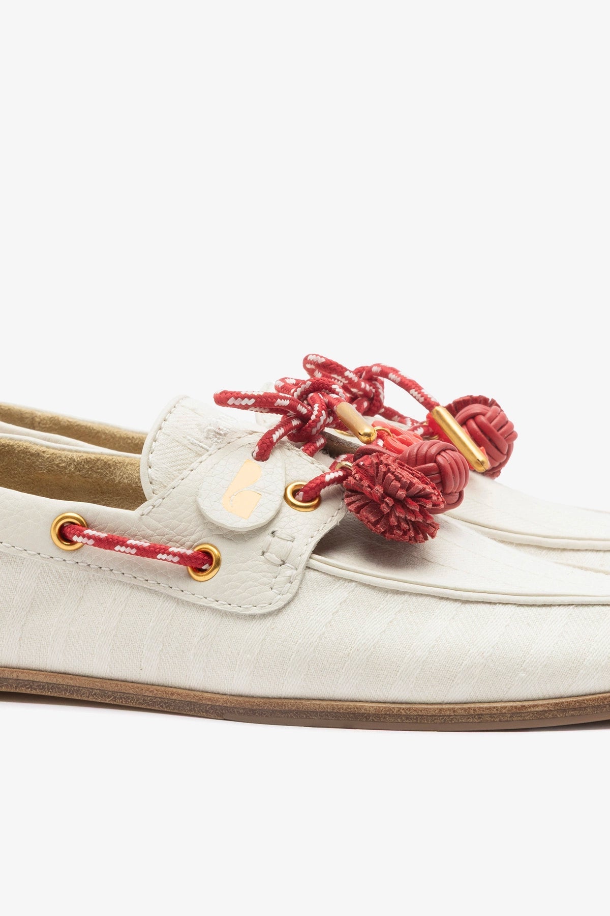 Cyprus Boat Shoe Ivory Striped Canvas - Larroude