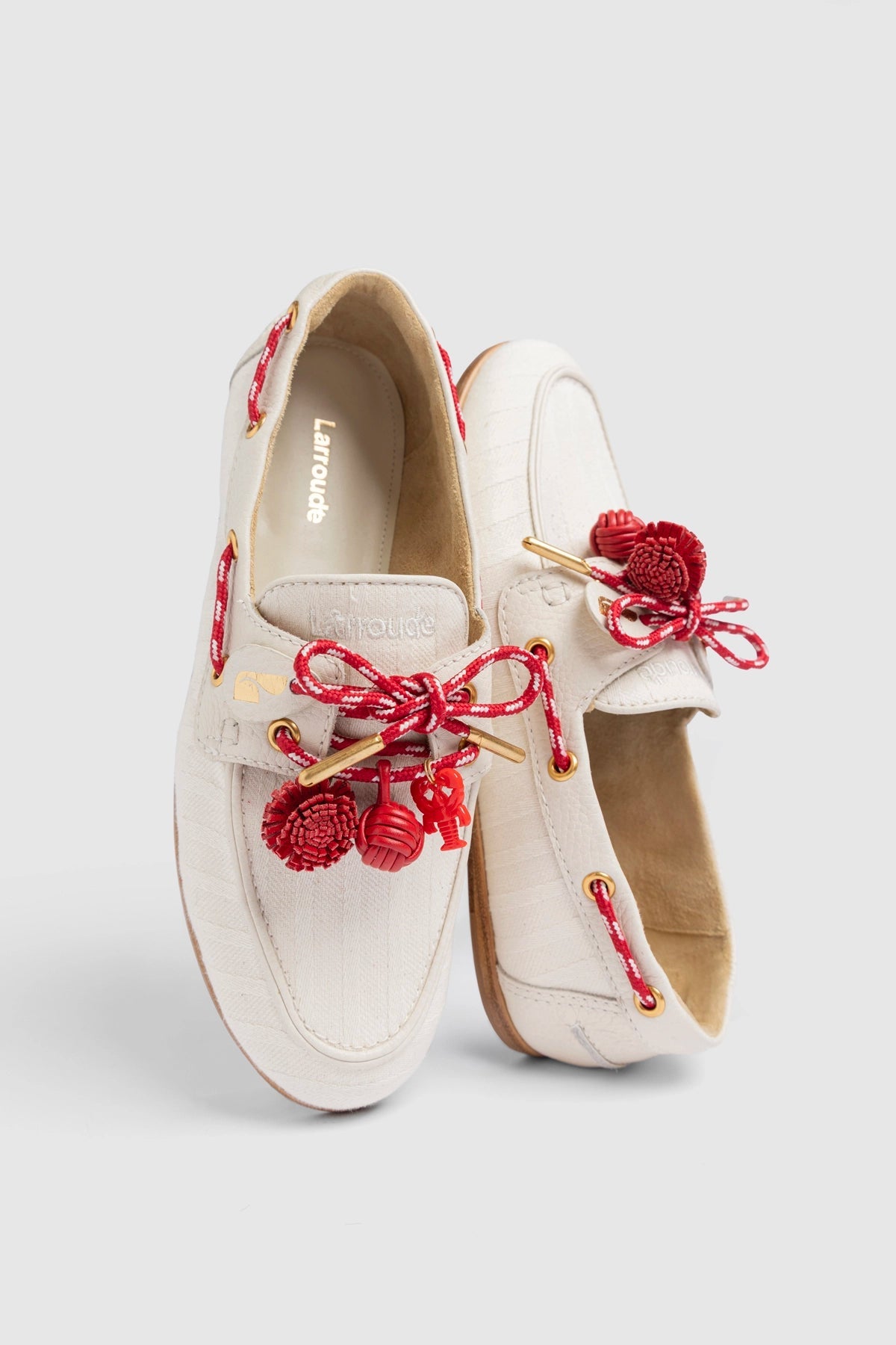 Cyprus Boat Shoe Ivory Striped Canvas - Larroude