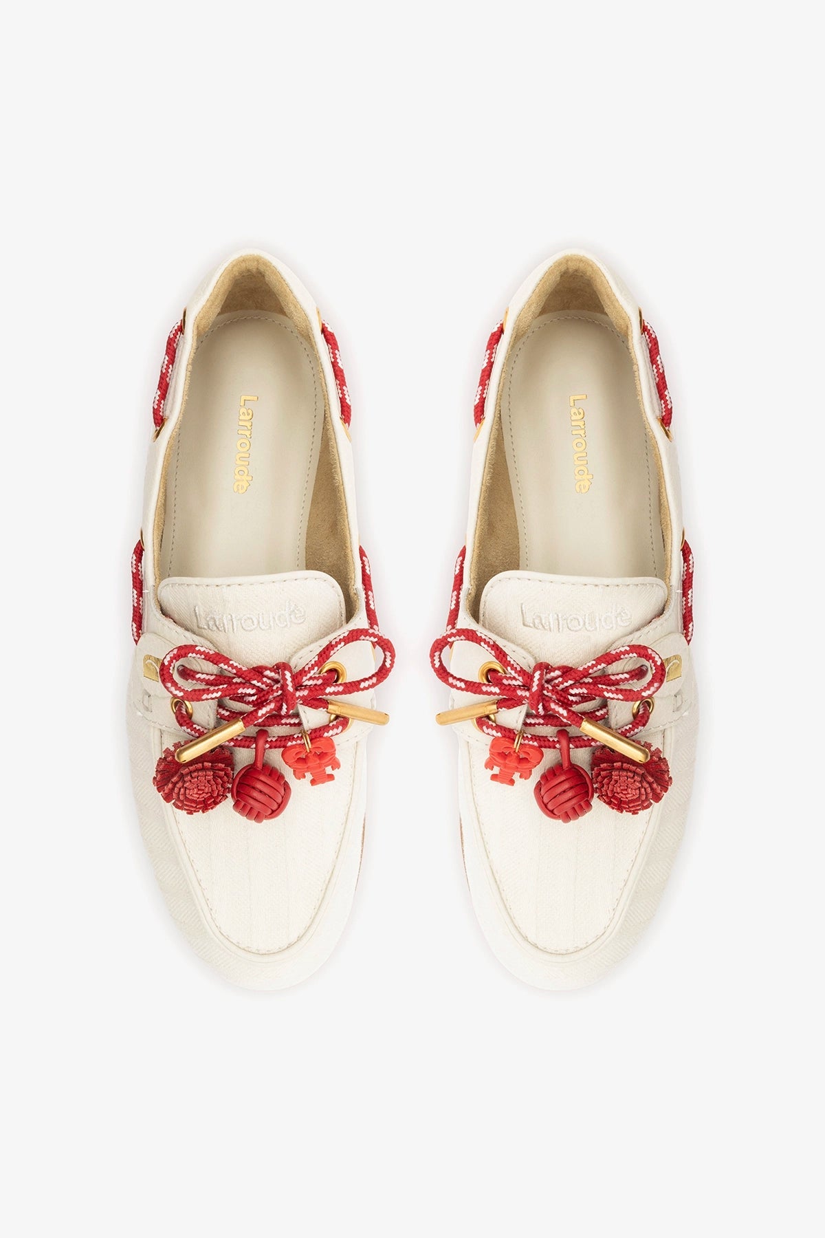 Cyprus Boat Shoe Ivory Striped Canvas - Larroude