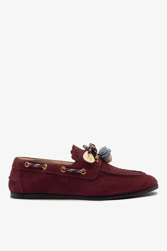 Cyprus Boat Shoe Burgundy Suede - Larroude