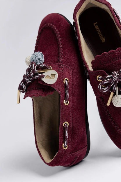 Cyprus Boat Shoe Burgundy Suede - Larroude