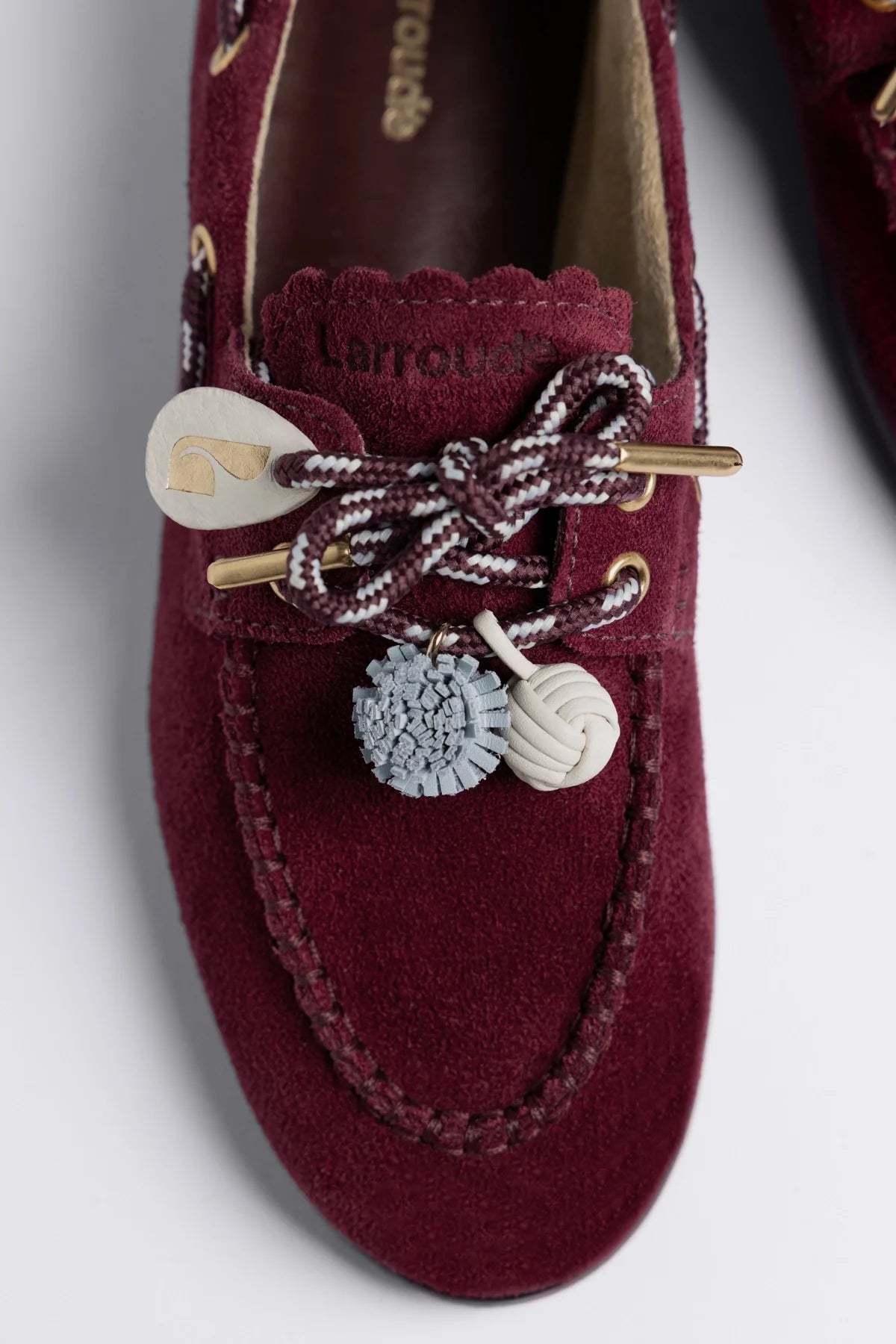 Cyprus Boat Shoe Burgundy Suede - Larroude