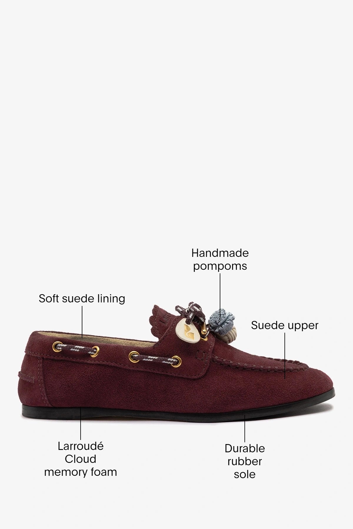 Cyprus Boat Shoe Burgundy Suede - Larroude