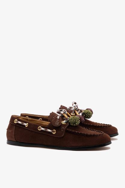 Cyprus Boat Shoe In Brown Suede - Larroude