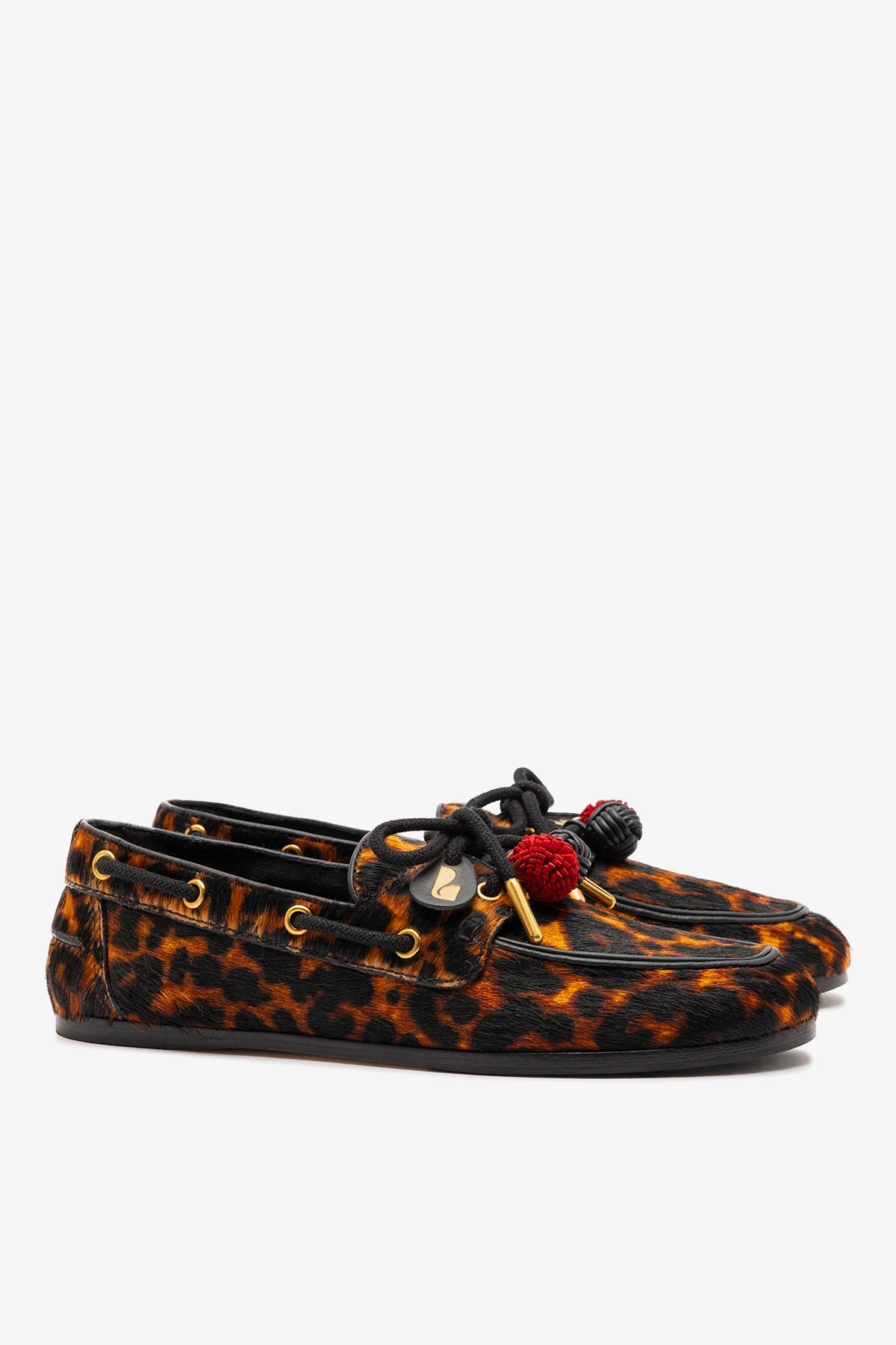 Cyprus Boat Shoe In Leopard Print Calf Hair Leather - Larroude