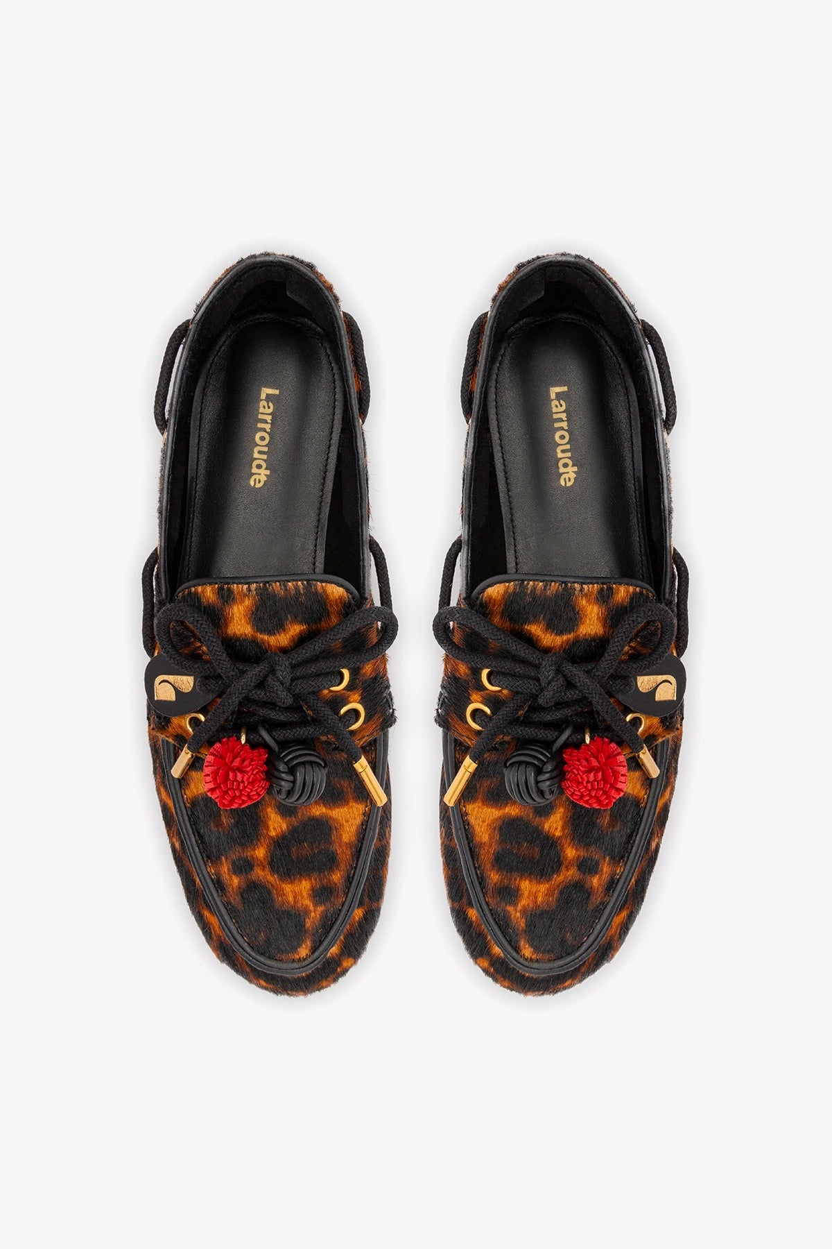 Cyprus Boat Shoe In Leopard Print Calf Hair Leather - Larroude