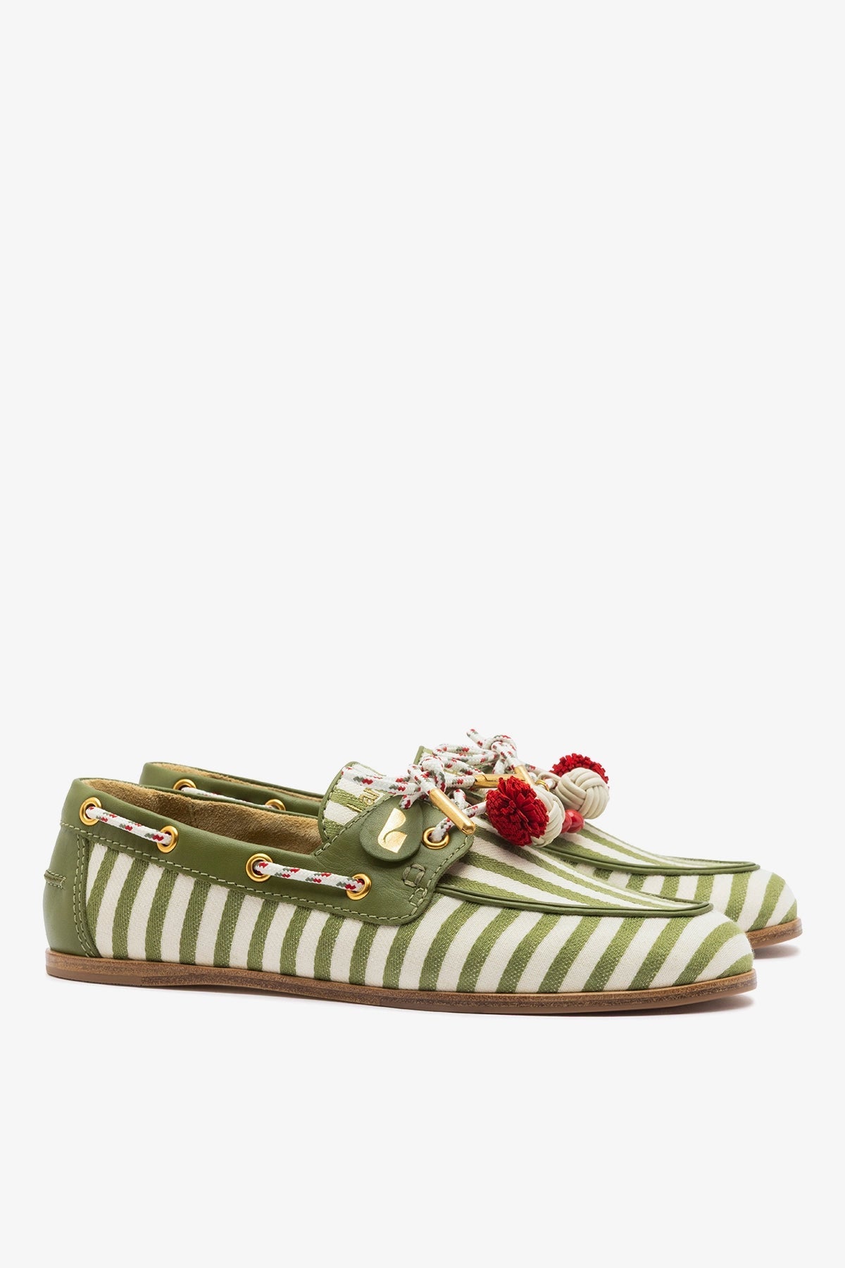 Cyprus Boat Shoe Seaweed Striped Canvas - Larroude